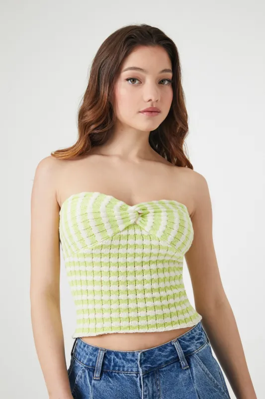 Haut tubulaire en tricot gaufré torsadé devant avec décolleté en coeur sold by Urban Planet