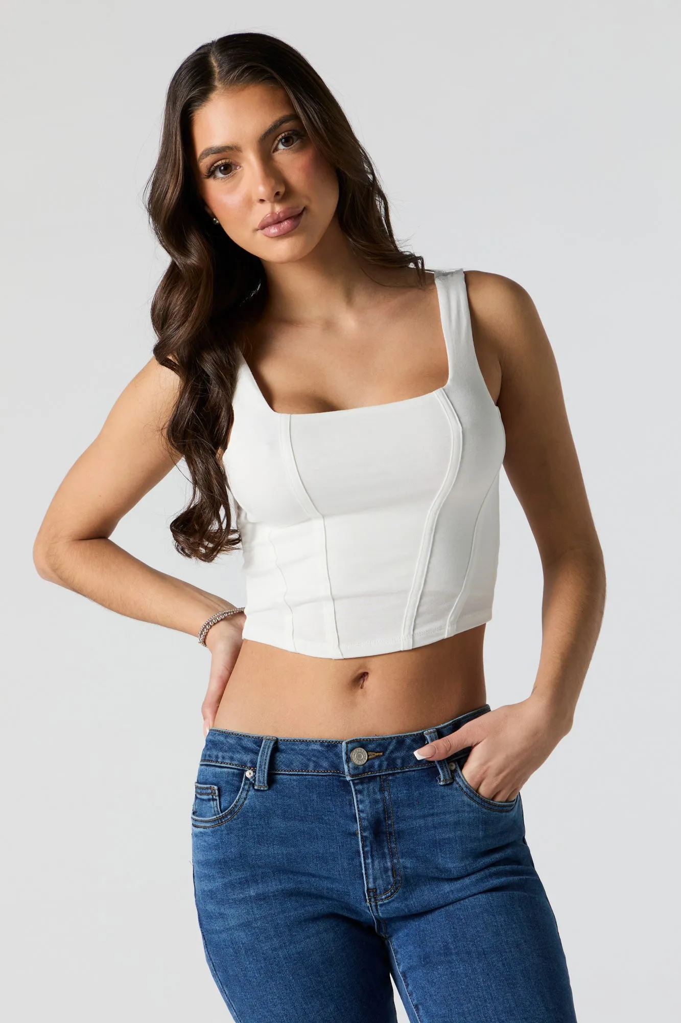 Cropped Corset Tank sold by Urban Planet