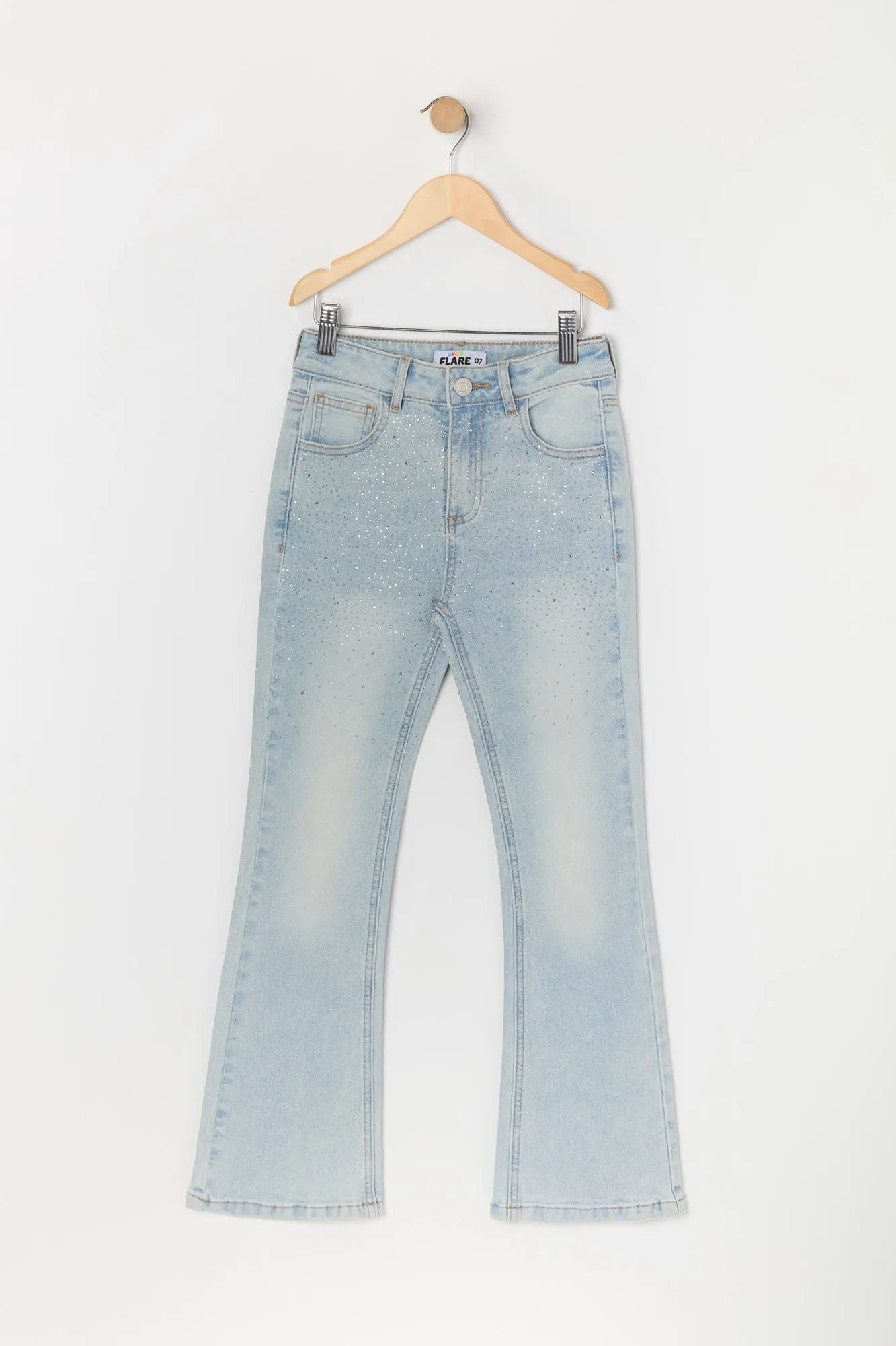 Jean à jambe évasée avec pierres du Rhin pour fille sold by Urban Planet