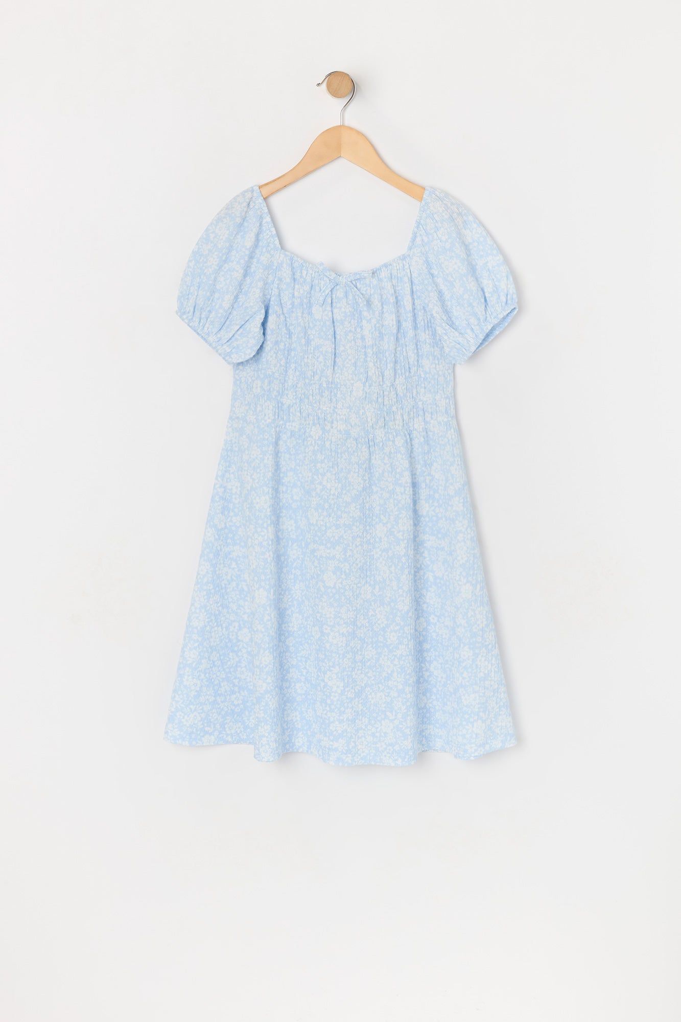 Girls Blue Floral Milkmaid Dress sold by Urban Planet