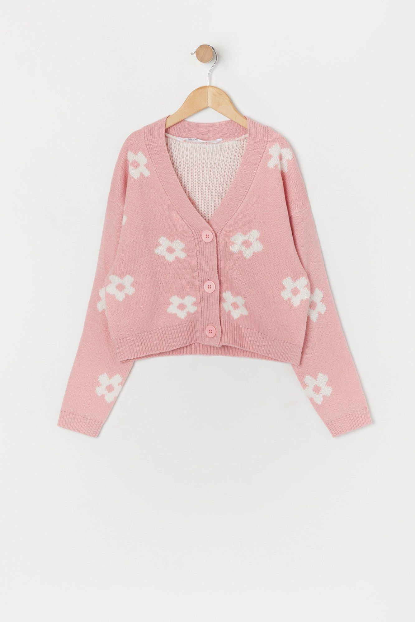Girls Flowers Jacquard Knit Cardigan sold by Urban Planet