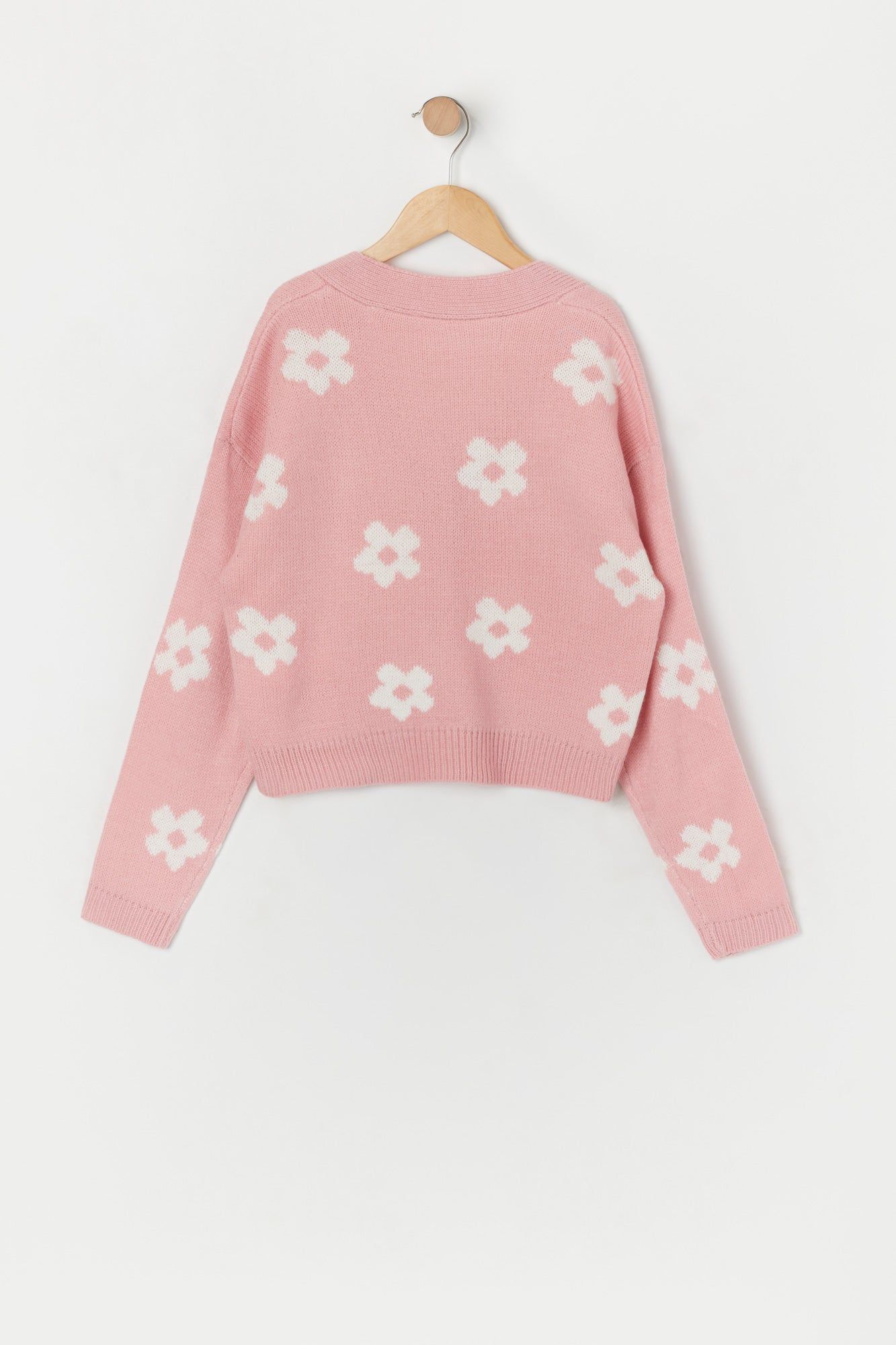 Girls Flowers Jacquard Knit Cardigan sold by Urban Planet product image thumbnail 2
