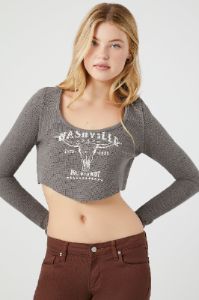 Haut court à manches longues avec imprimé Nashville sold by Urban Planet