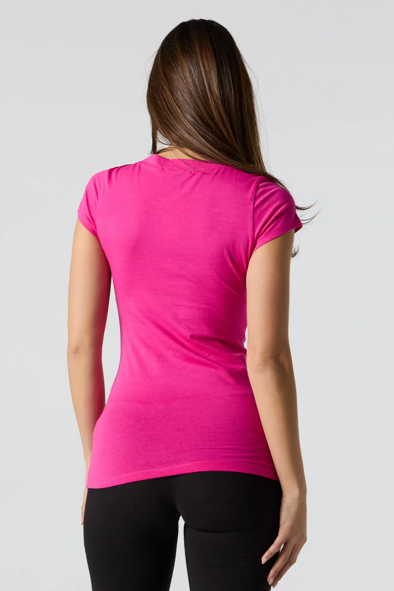 T-shirt ajusté long avec encolure en V sold by Urban Planet product image thumbnail 5