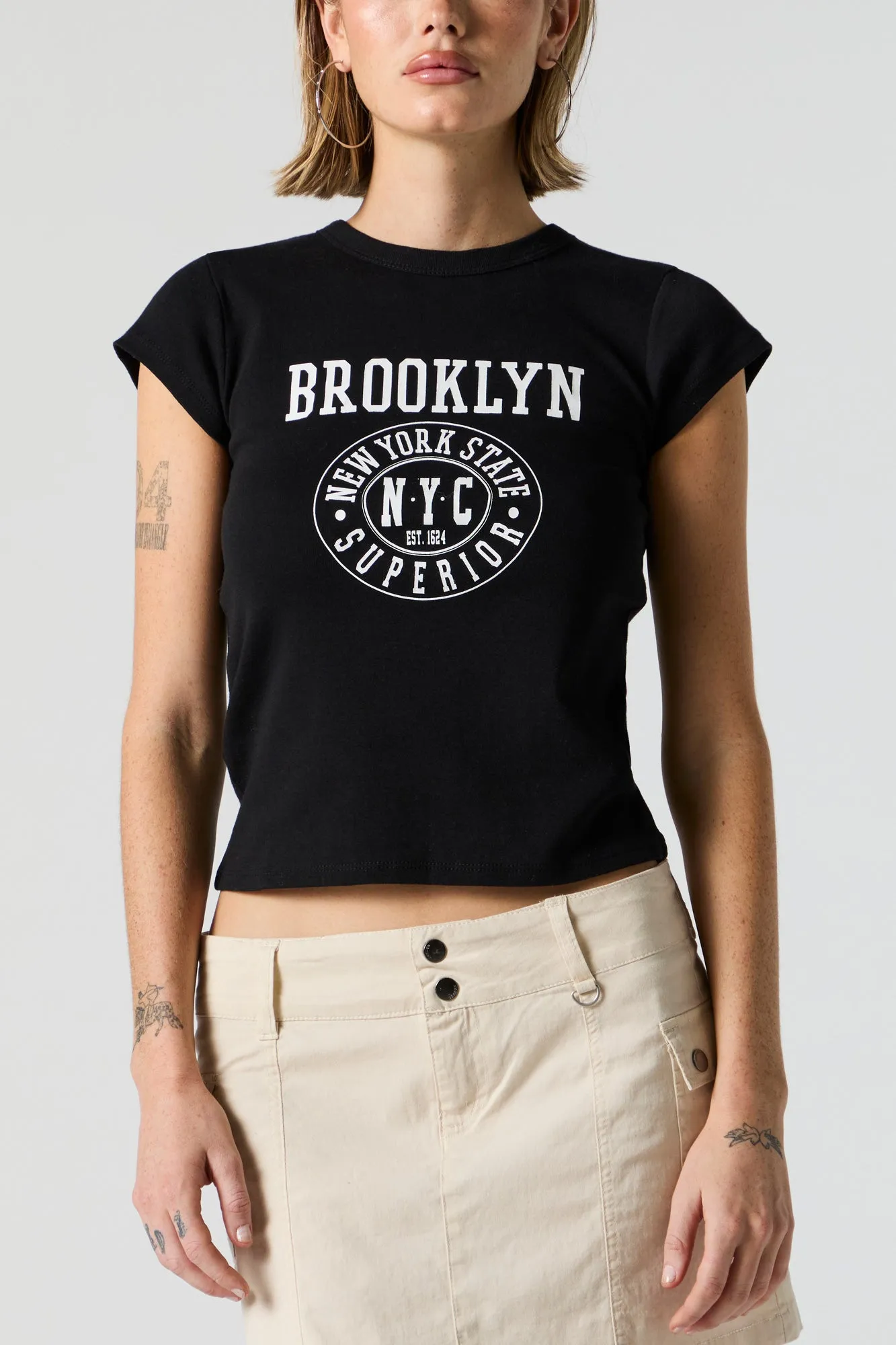 Brooklyn NYC Graphic Fitted T-Shirt sold by Urban Planet