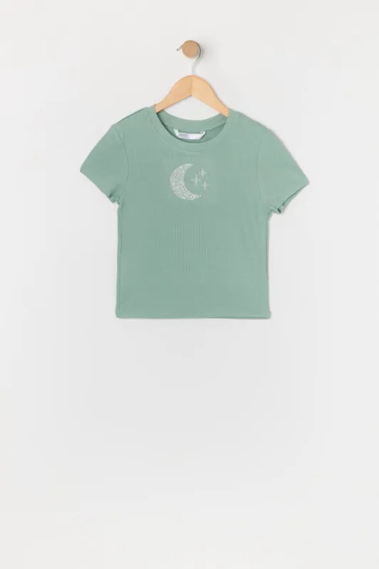 Girls Rhinestone Moon T-Shirt sold by Urban Planet