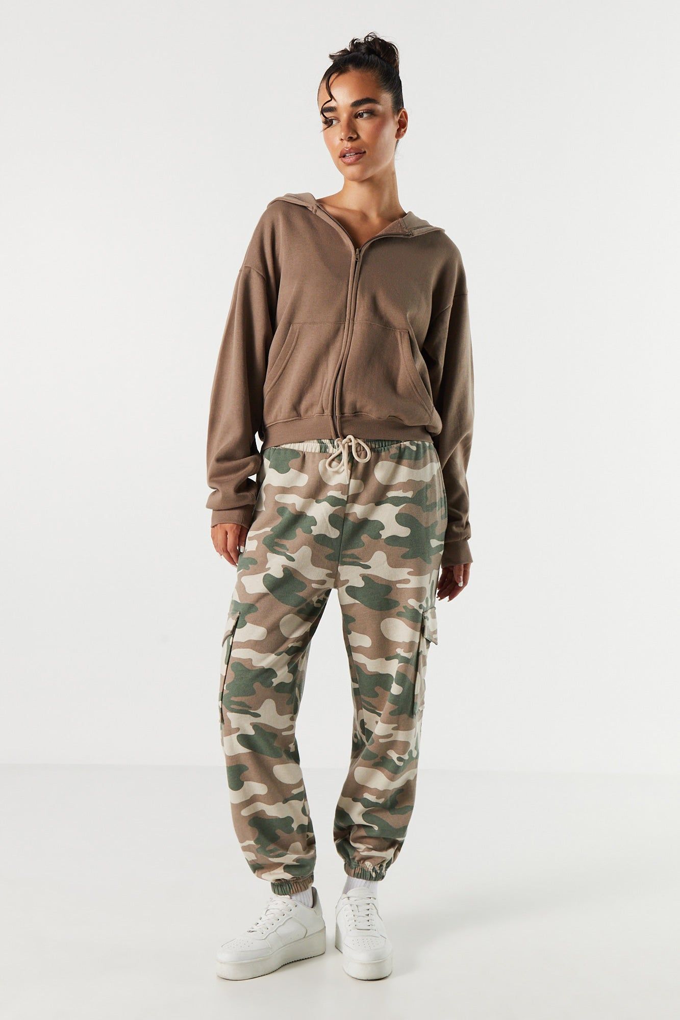 Camo Fleece Cargo Jogger sold by Urban Planet