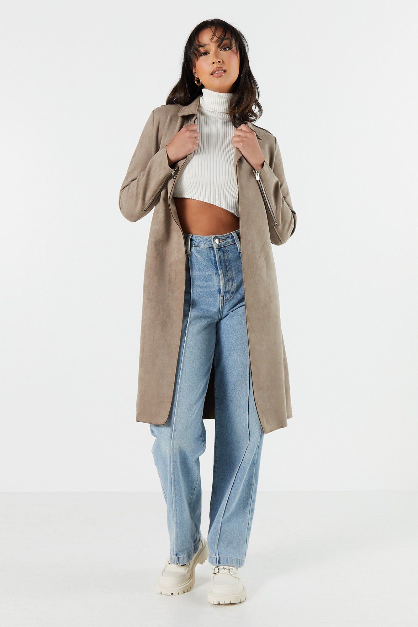 Faux-Suede Trench Coat sold by Urban Planet product image thumbnail 4