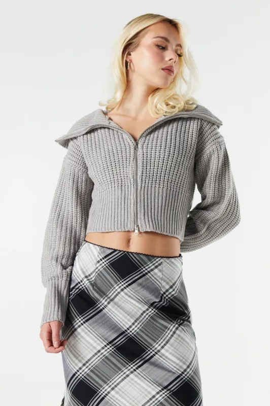 Zip-Up Knit Sweater sold by Urban Planet