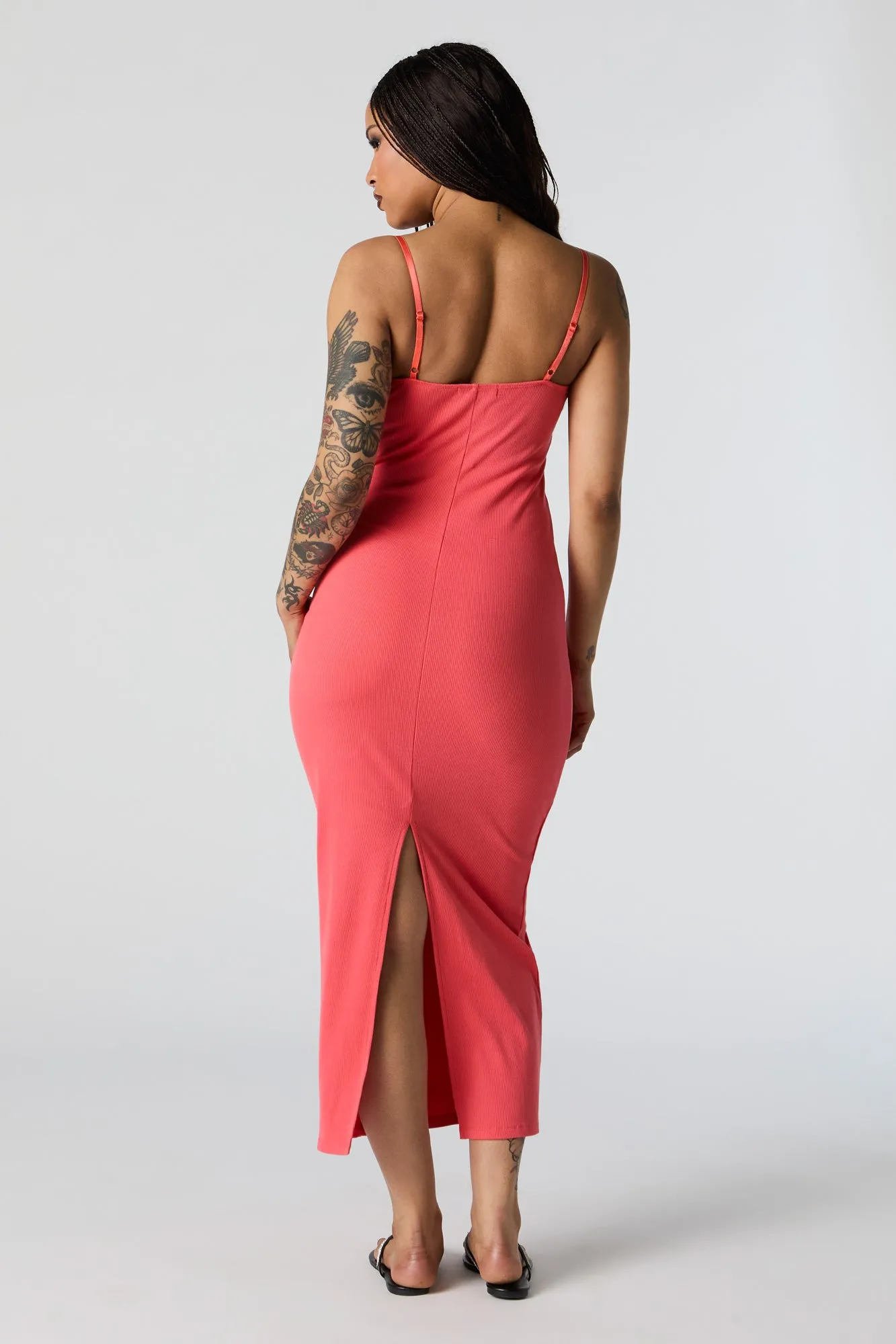 Robe midi côtelée moulante avec liséré de dentelle sold by Urban Planet product image thumbnail 2