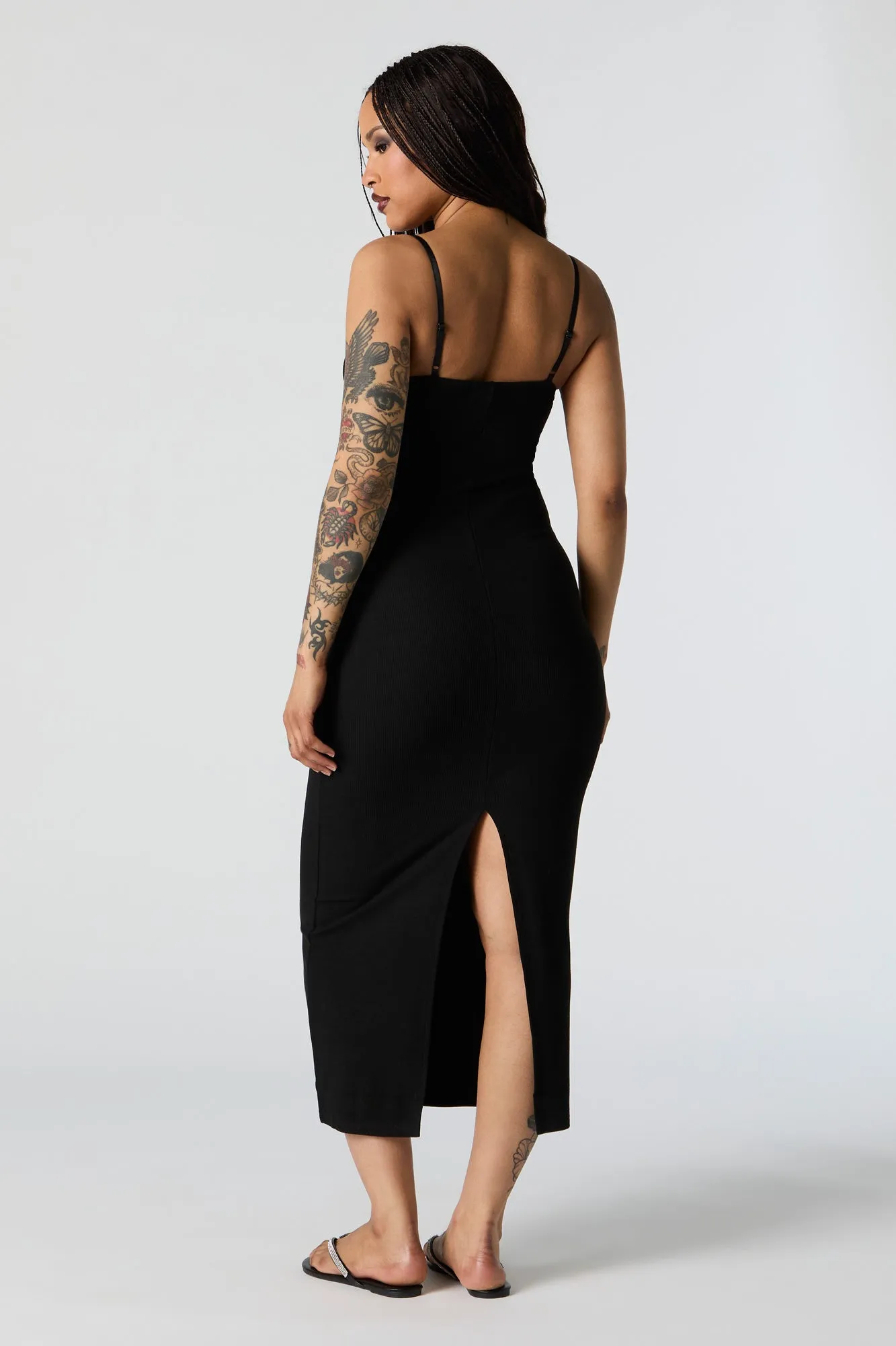 Robe midi côtelée moulante avec liséré de dentelle sold by Urban Planet product image thumbnail 5