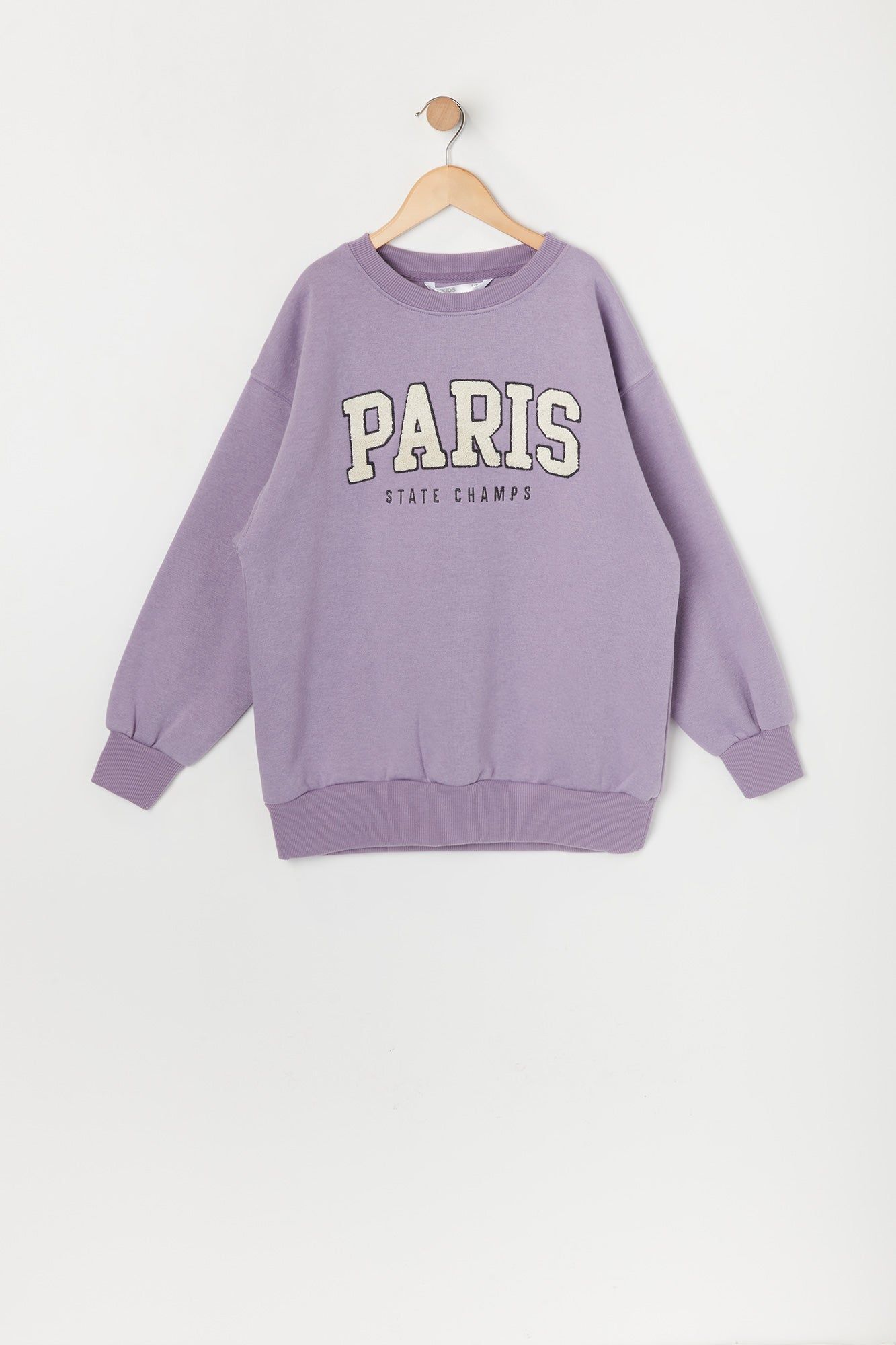 Girls Oversized Paris Sherpa Embroidered Sweatshirt sold by Urban Planet