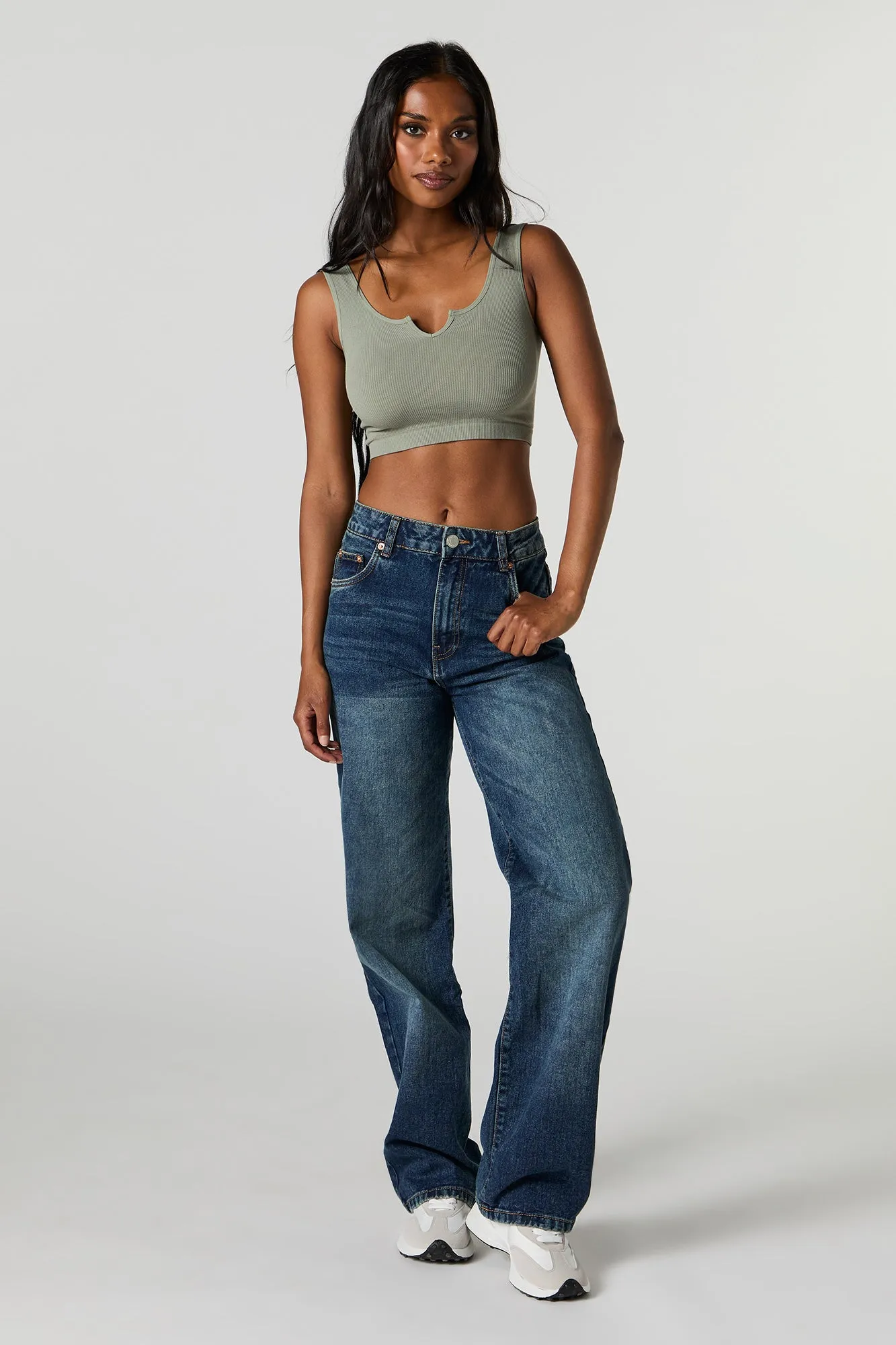 Seamless Scoop Neck Notch Cropped Tank sold by Urban Planet product image thumbnail 3
