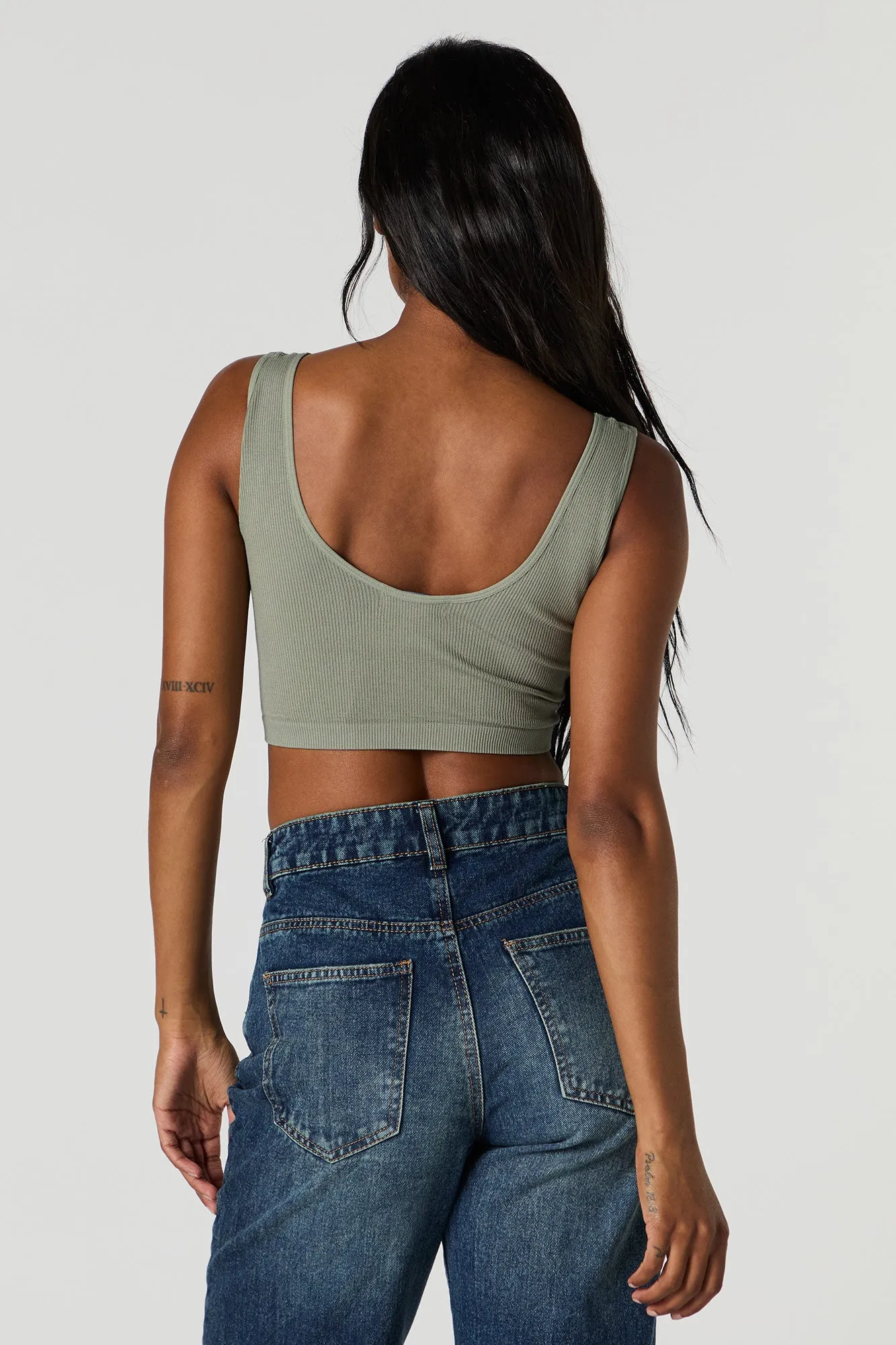 Seamless Scoop Neck Notch Cropped Tank sold by Urban Planet product image thumbnail 2