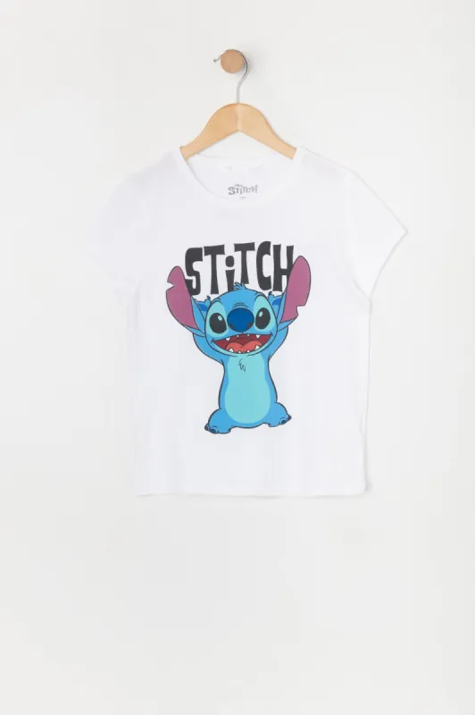 Girls White Stitch Graphic T-Shirt sold by Urban Planet