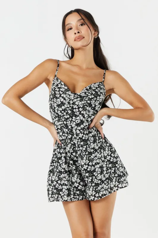 Floral Print Cowl Neck Mini Romper sold by Urban Planet