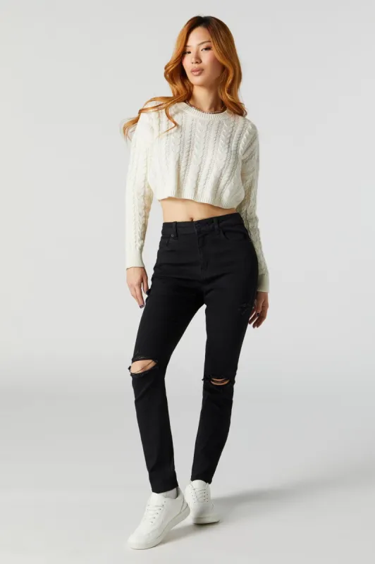 Miami Black Wash Distressed High Rise Jean sold by Urban Planet