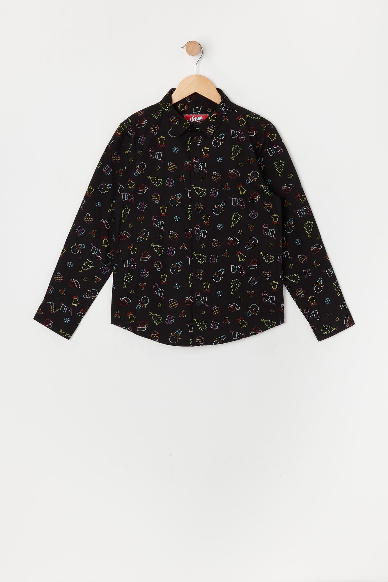 Boys Neon Xmas Print Button-Up Top sold by Urban Planet