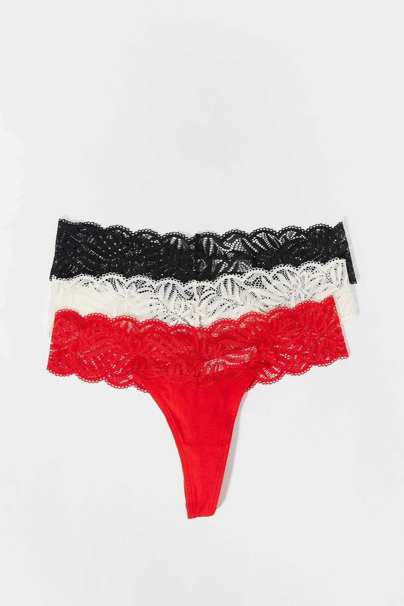 Red Lace Thong (3 Pack) sold by Urban Planet product image thumbnail 2