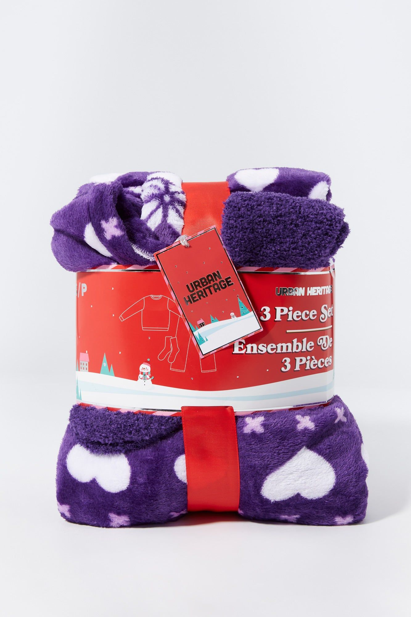 Plush Purple Fairisle 3 Piece Pajama Set sold by Urban Planet product image thumbnail 2