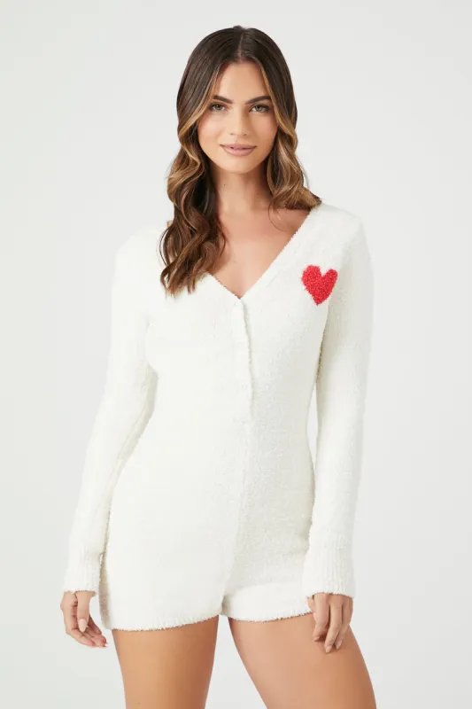 Combi-short de pyjama en peluche avec motif de coeur sold by Urban Planet