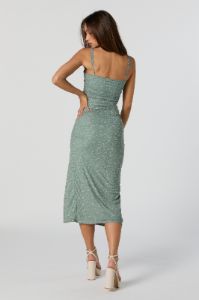 Floral Mesh Ruched Slit Midi Dress sold by Urban Planet