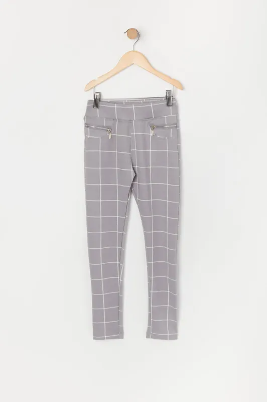 Legging super doux à carreaux avec poches à fermeture à glissière pour fille sold by Urban Planet