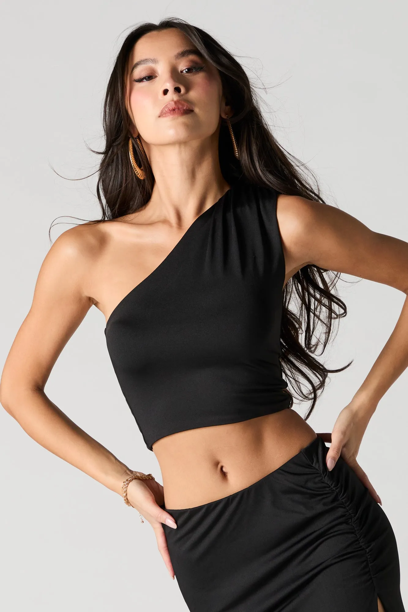 Contour One Shoulder Crop Top sold by Urban Planet