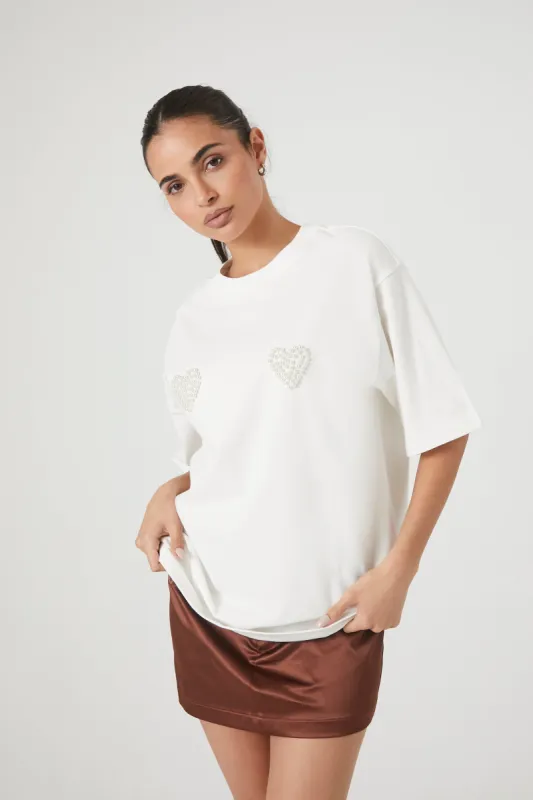 T-shirt à imprimé Coeur en similiperles sold by Urban Planet