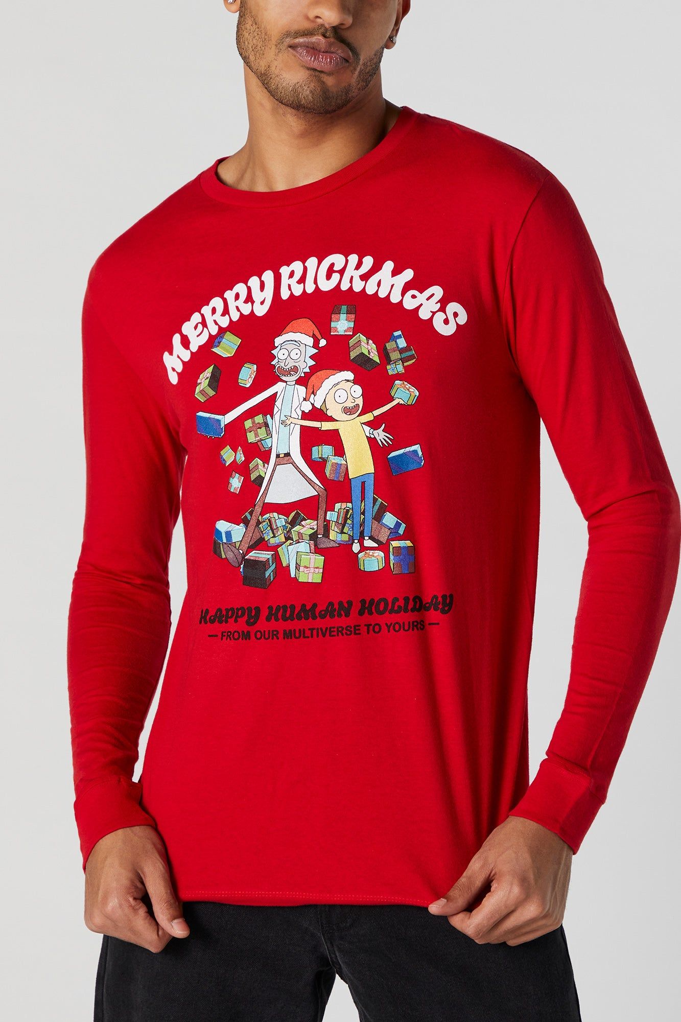 Merry Rickmas Graphic Long Sleeve Xmas Top sold by Urban Planet product image thumbnail 2