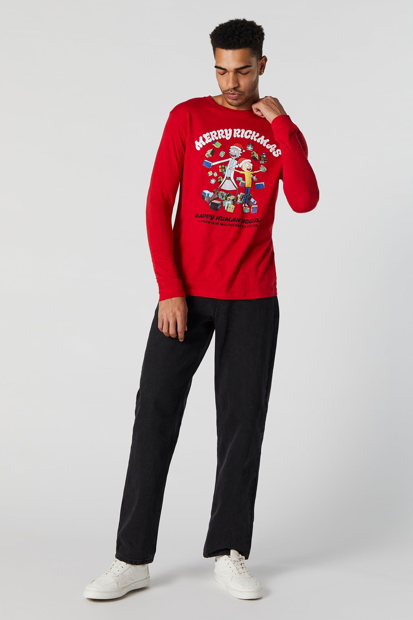 Merry Rickmas Graphic Long Sleeve Xmas Top sold by Urban Planet product image thumbnail 3
