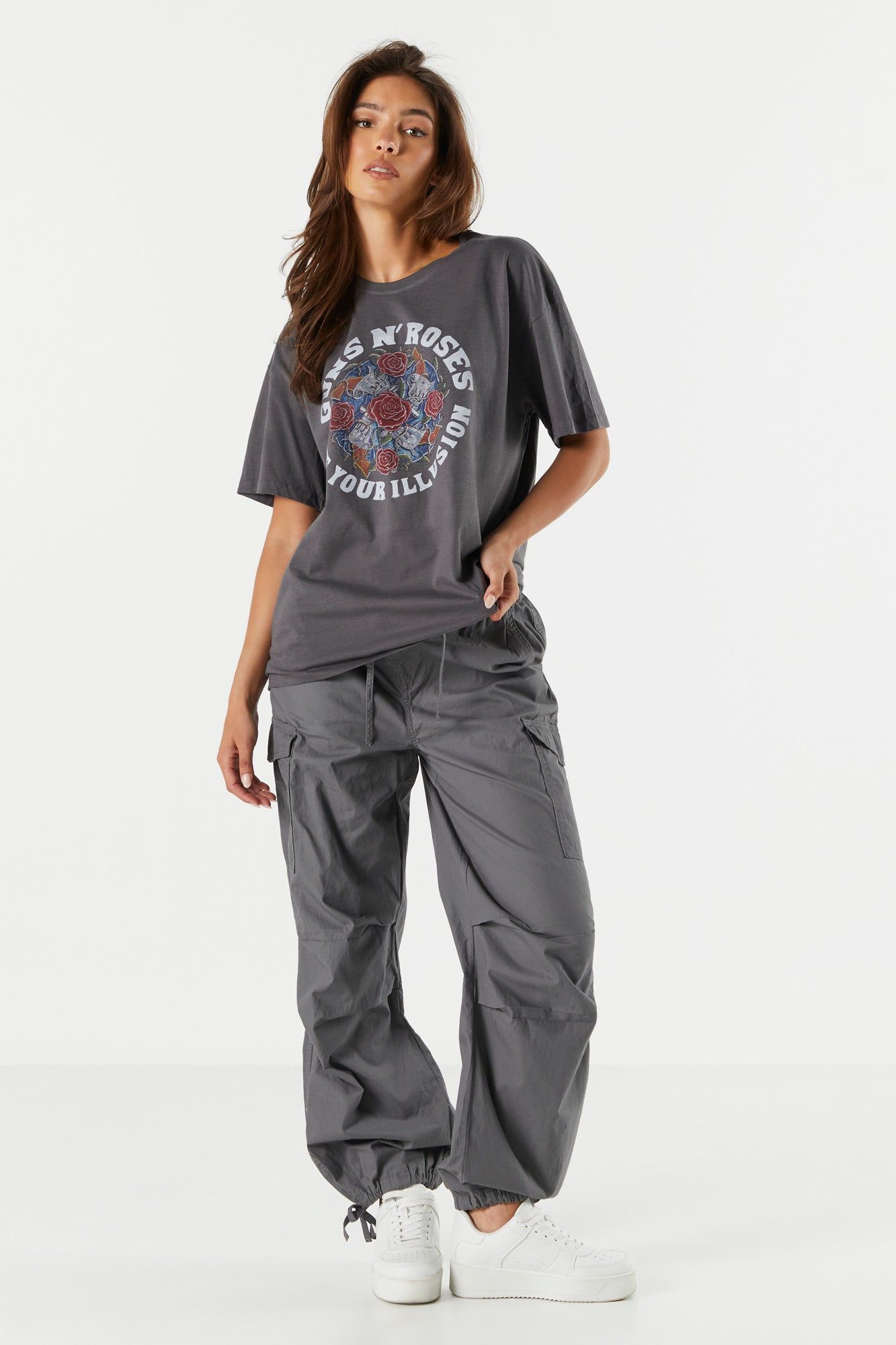 Gray Guns N Roses Graphic Boyfriend T-Shirt sold by Urban Planet product image thumbnail 3