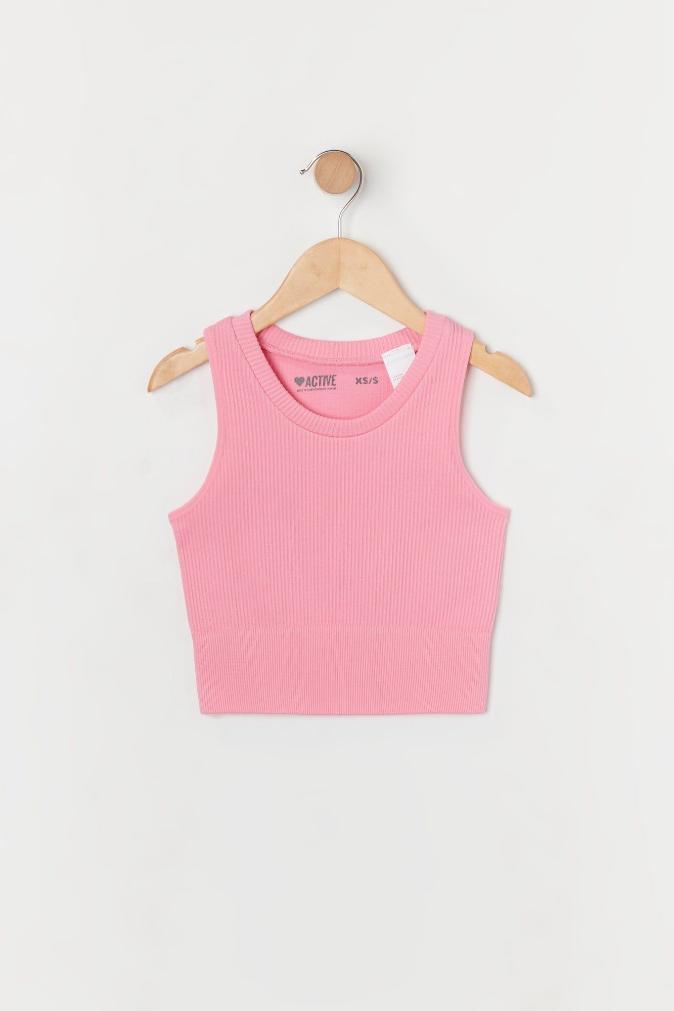 Girls Pink Seamless Ribbed Tank sold by Urban Planet