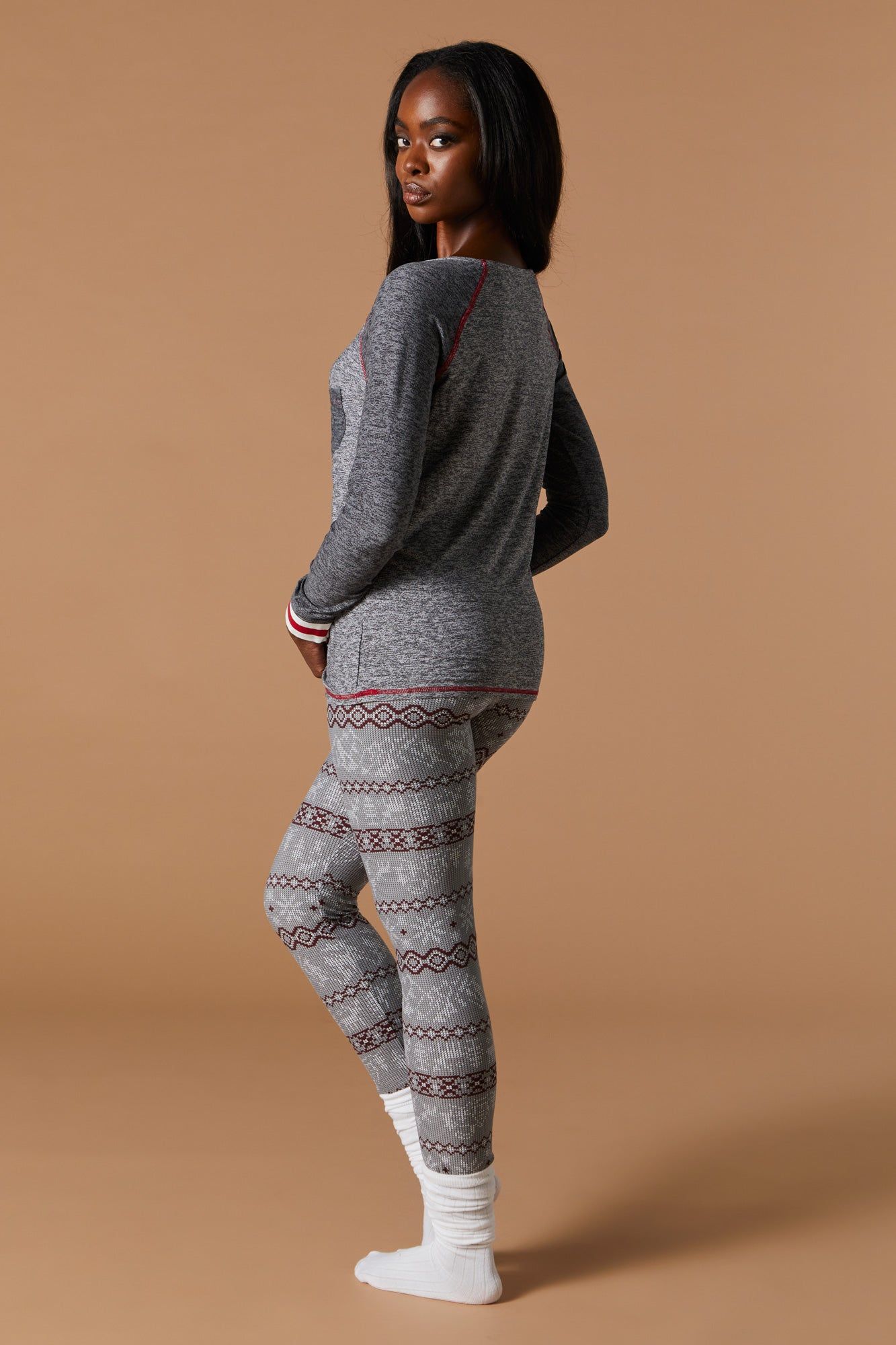 Fammy Jammies Fairisle Print 2 Piece Pajama Set sold by Urban Planet product image thumbnail 5