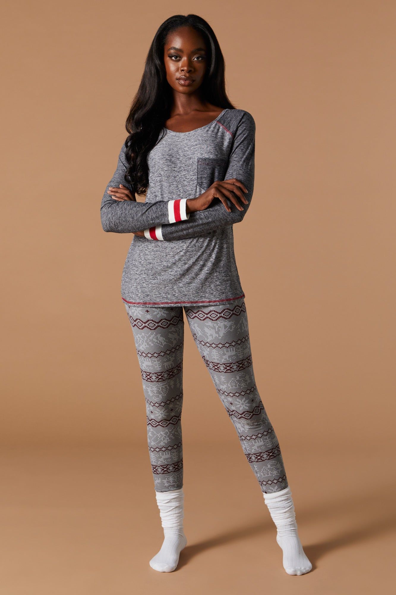 Fammy Jammies Fairisle Print 2 Piece Pajama Set sold by Urban Planet