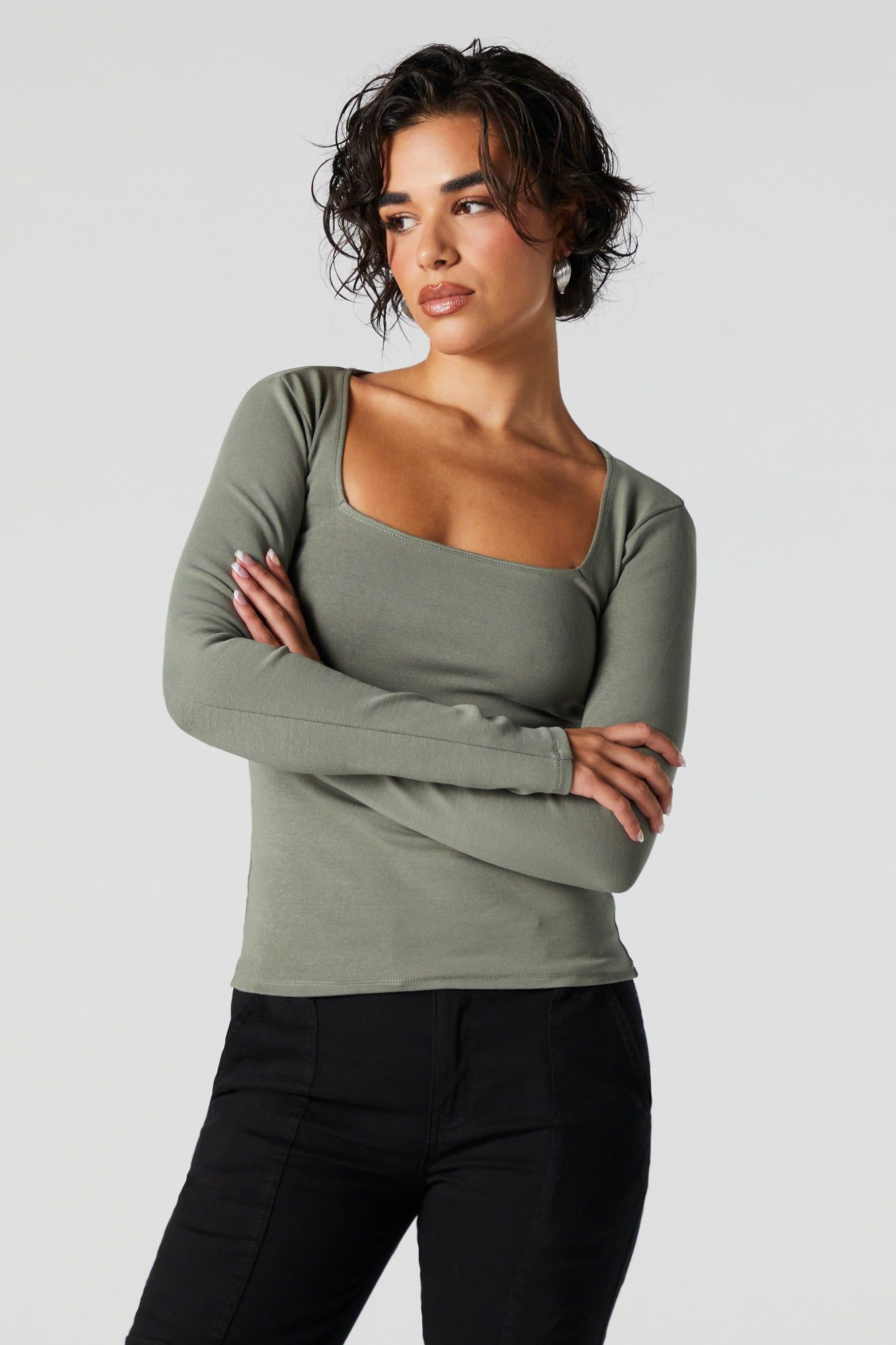 Square Neck Long Sleeve Top sold by Urban Planet product image thumbnail 4