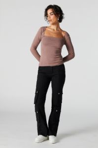 Square Neck Long Sleeve Top sold by Urban Planet