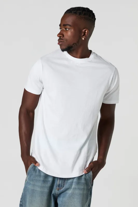 Solid Curved Hem Crewneck T-Shirt sold by Urban Planet