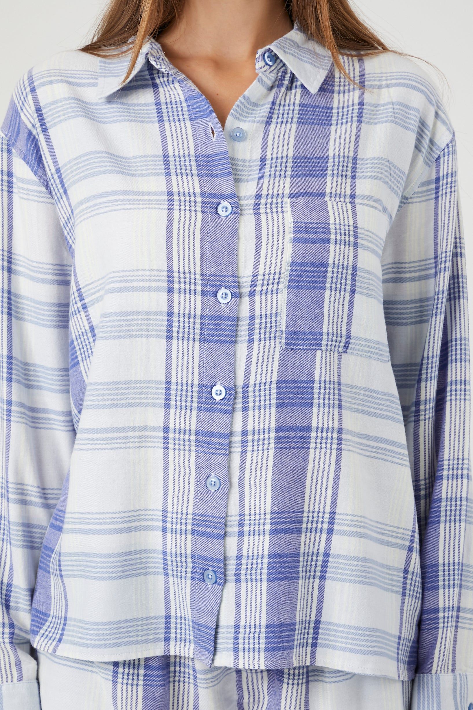 Plaid Flannel Pajama Top sold by Urban Planet product image thumbnail 4