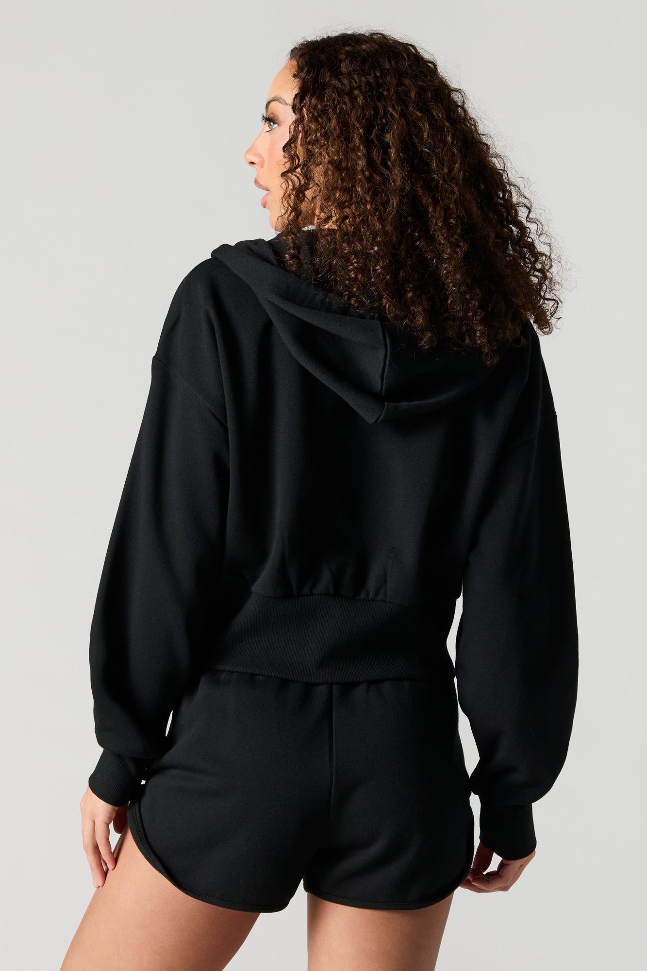 Fleece Cropped Zip-Up Hoodie sold by Urban Planet product image thumbnail 5