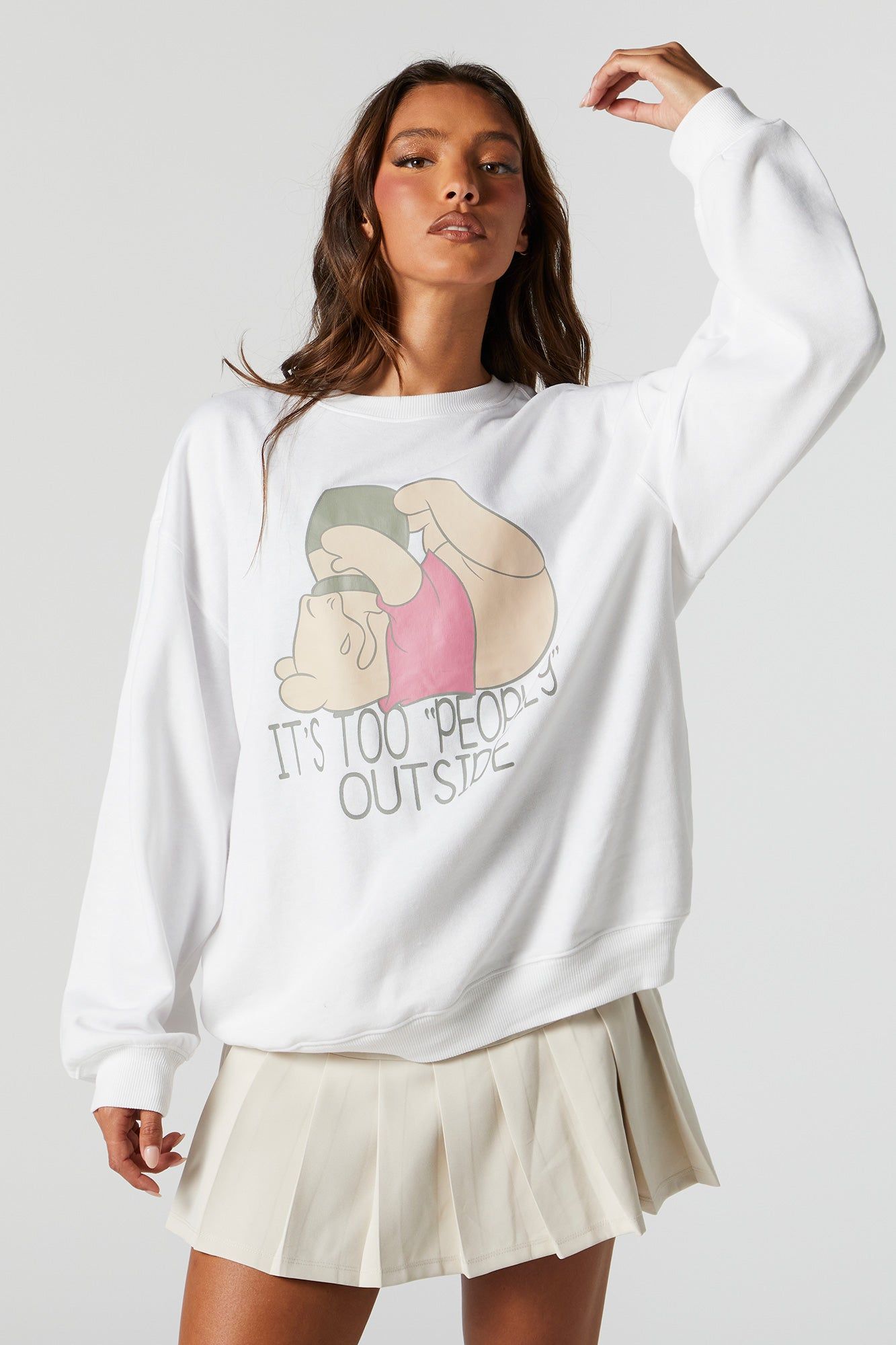 It's Too Peoply Outside Graphic Boyfriend Sweatshirt sold by Urban Planet
