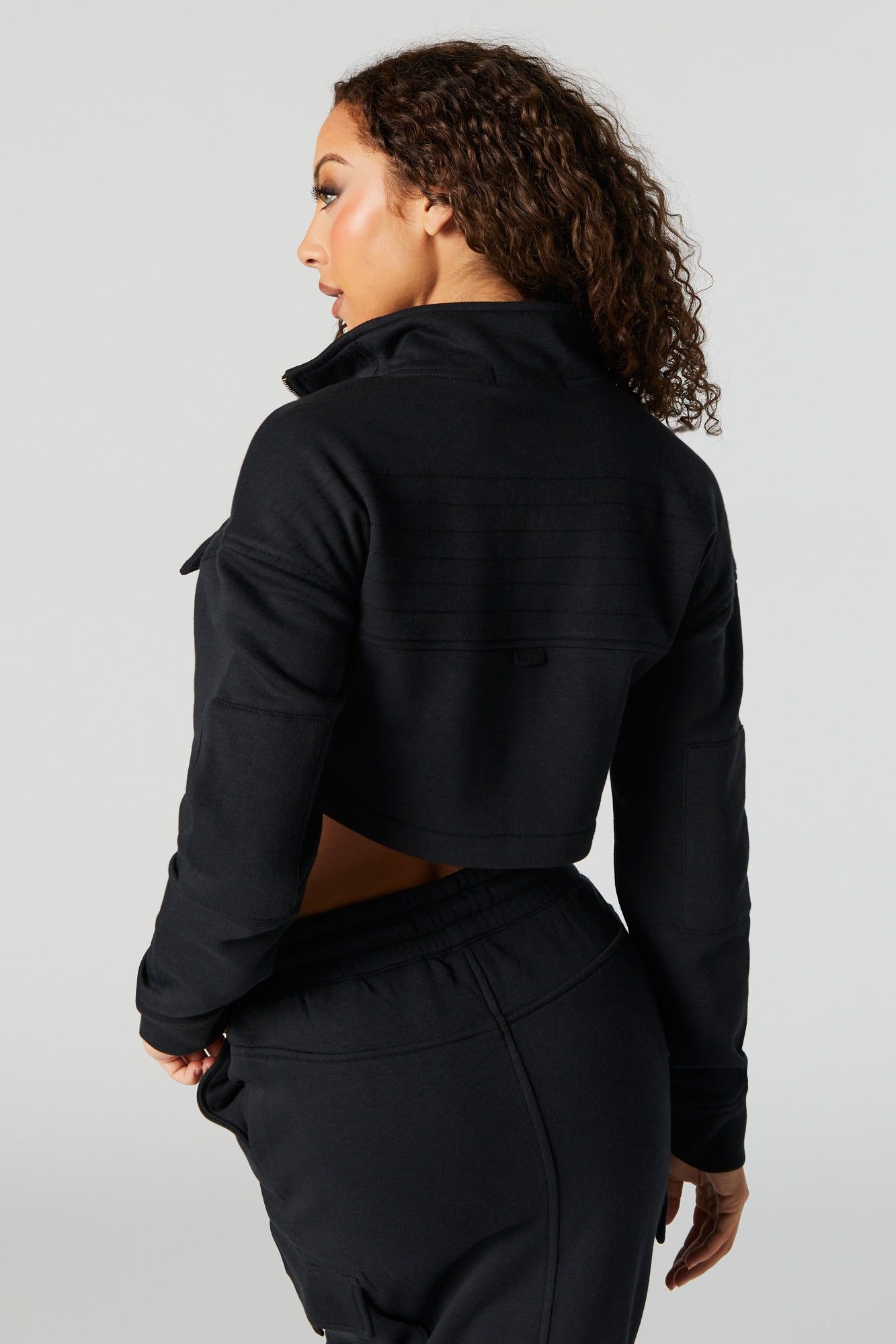 Cropped Zip-Up Cargo Sweatshirt sold by Urban Planet product image thumbnail 5