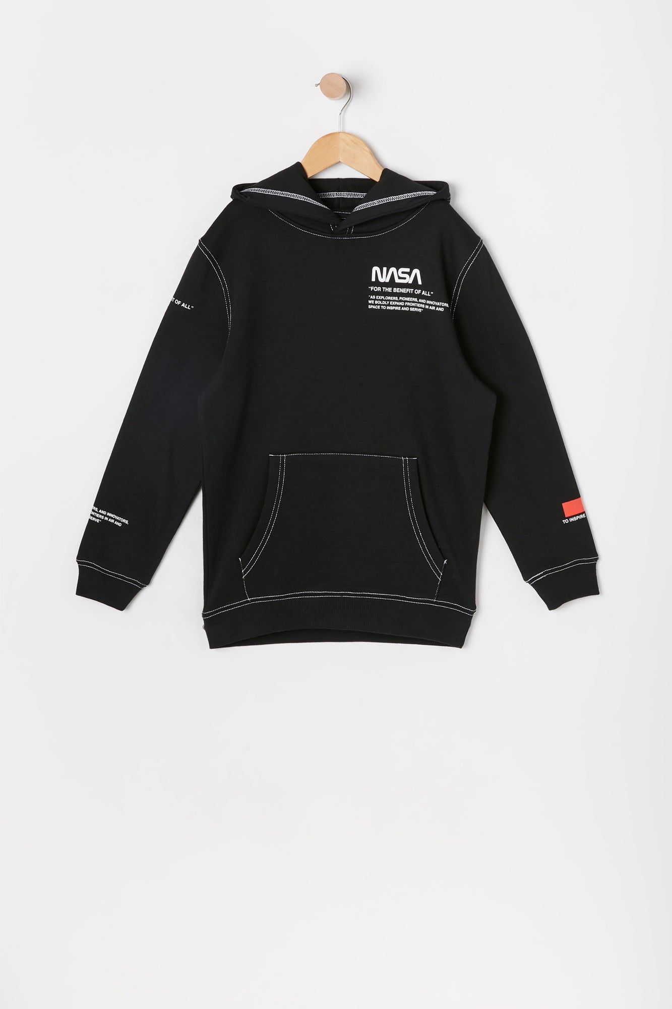 Boys NASA Graphic Contrast Stitch Fleece Hoodie sold by Urban Planet product image thumbnail 3