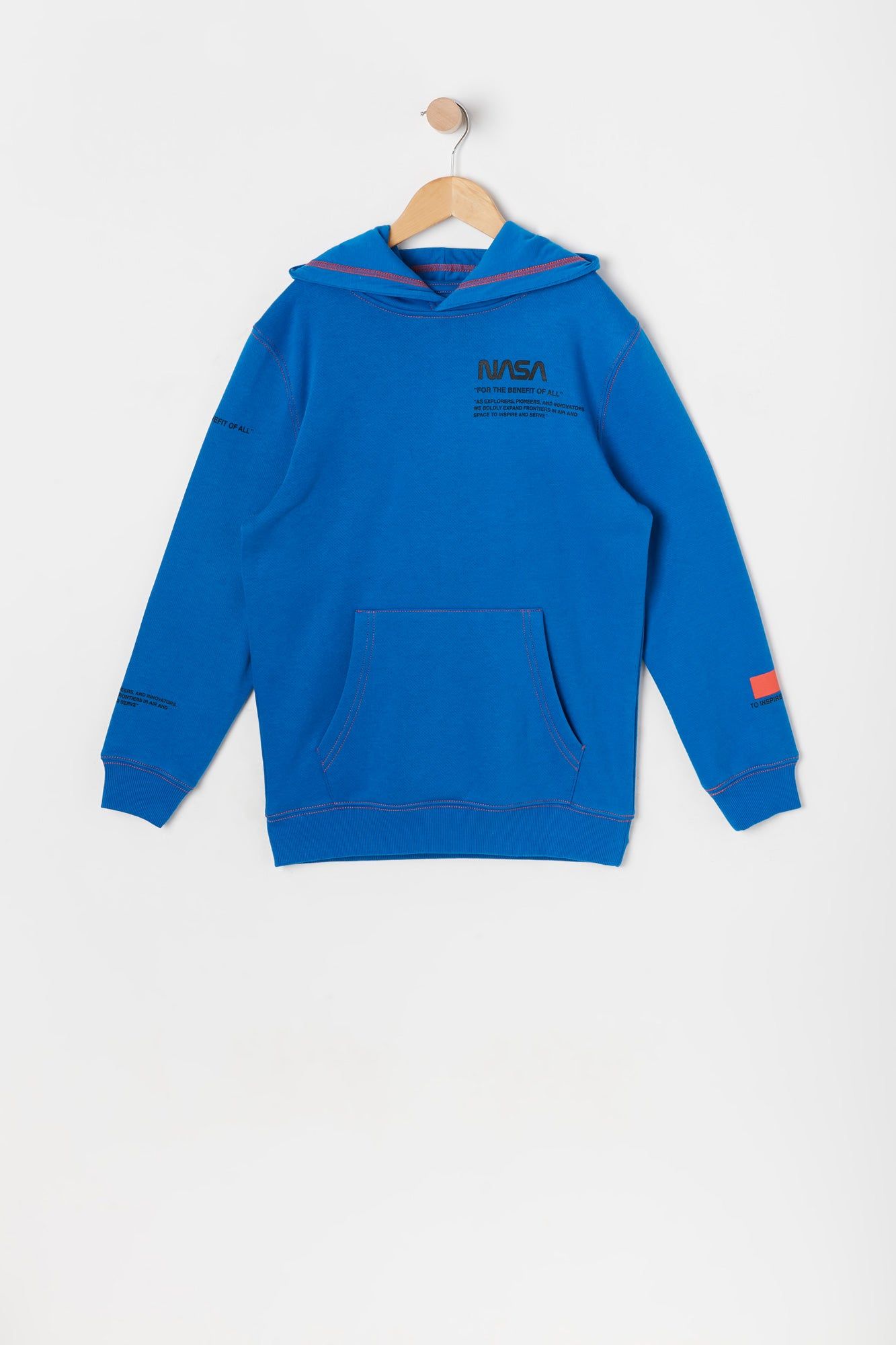 Boys NASA Graphic Contrast Stitch Fleece Hoodie sold by Urban Planet