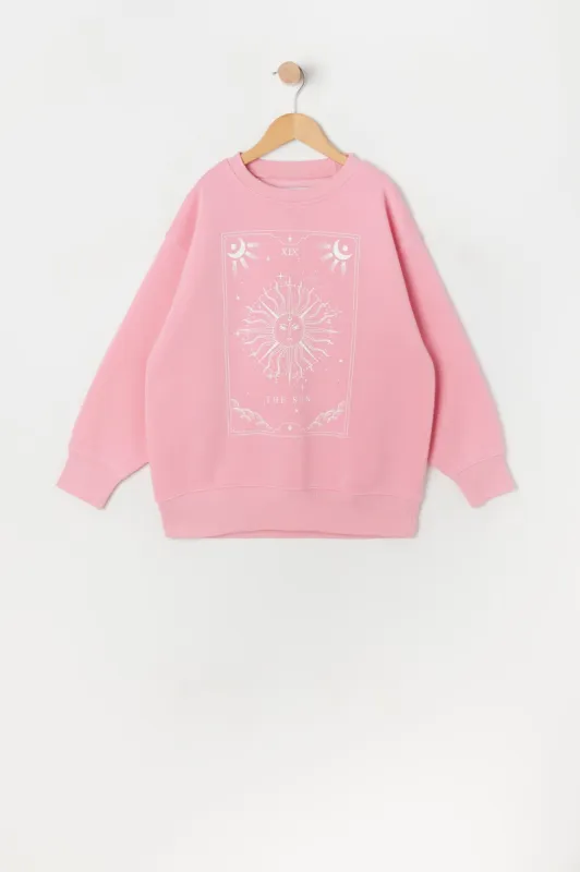 Girls The Sun Tarot Card Graphic Fleece Sweatshirt sold by Urban Planet