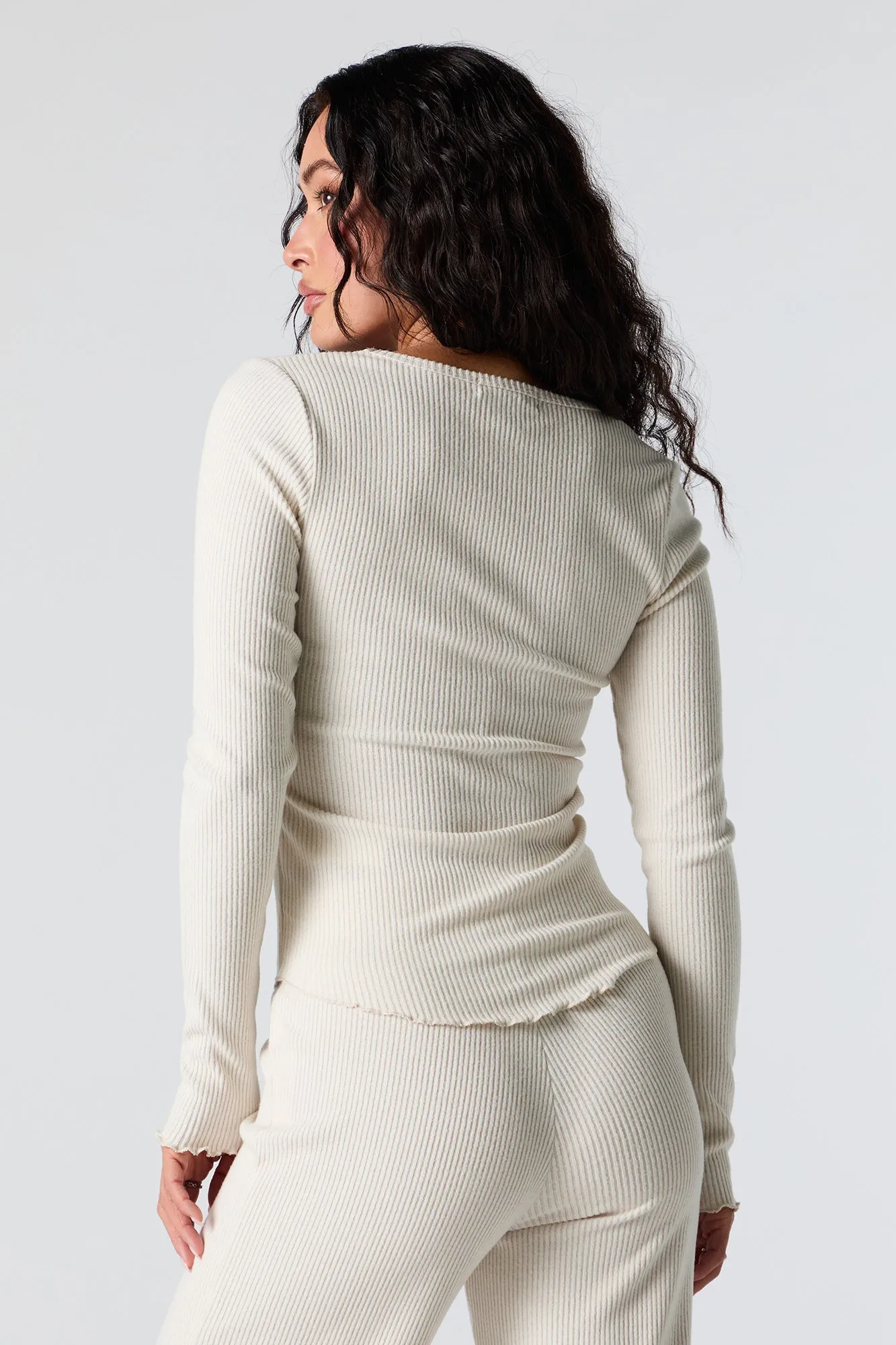 Ribbed Knit Square Neck Long Sleeve Top sold by Urban Planet product image thumbnail 5