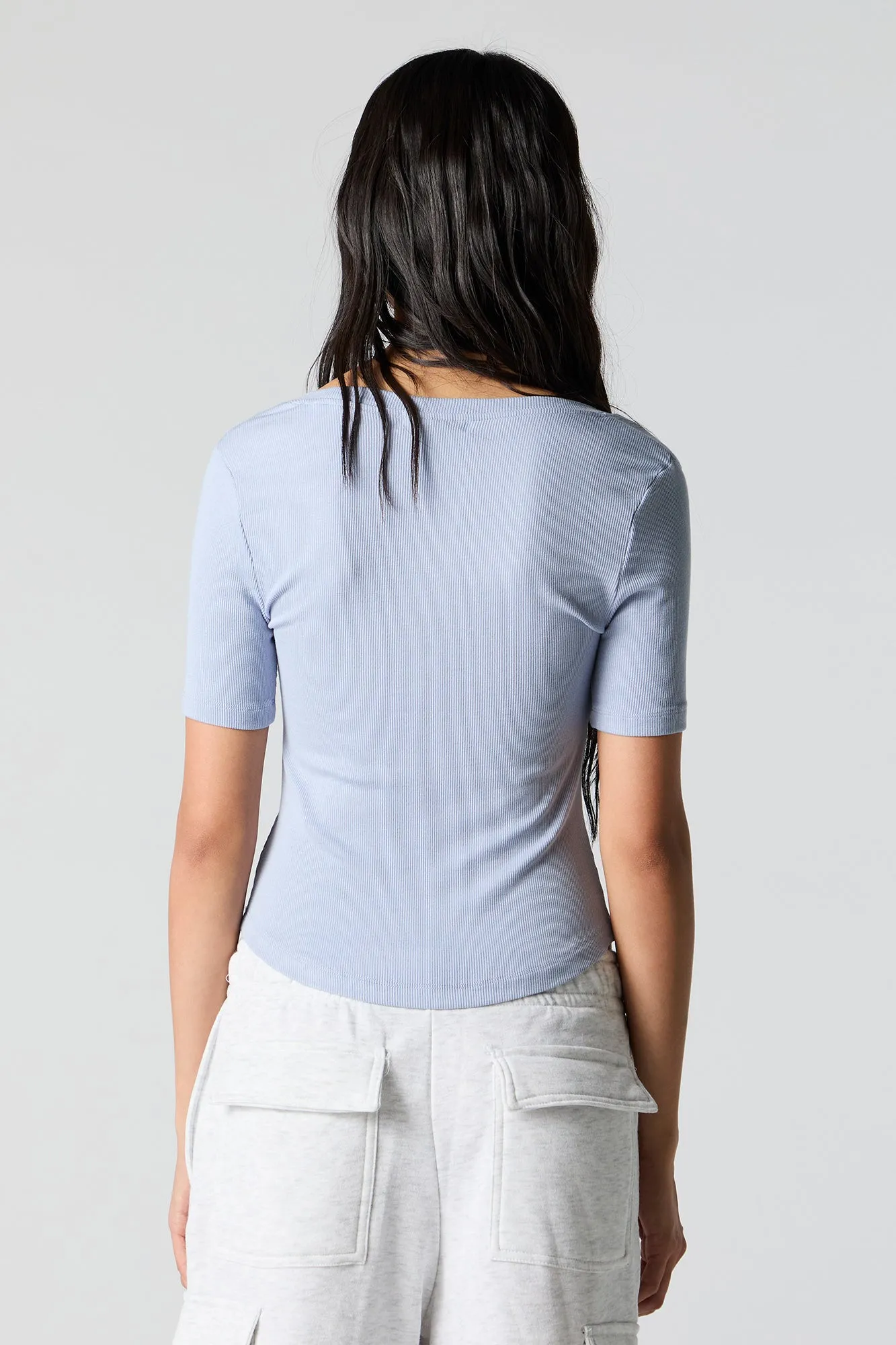 Ribbed Curved Hem T-Shirt sold by Urban Planet product image thumbnail 2