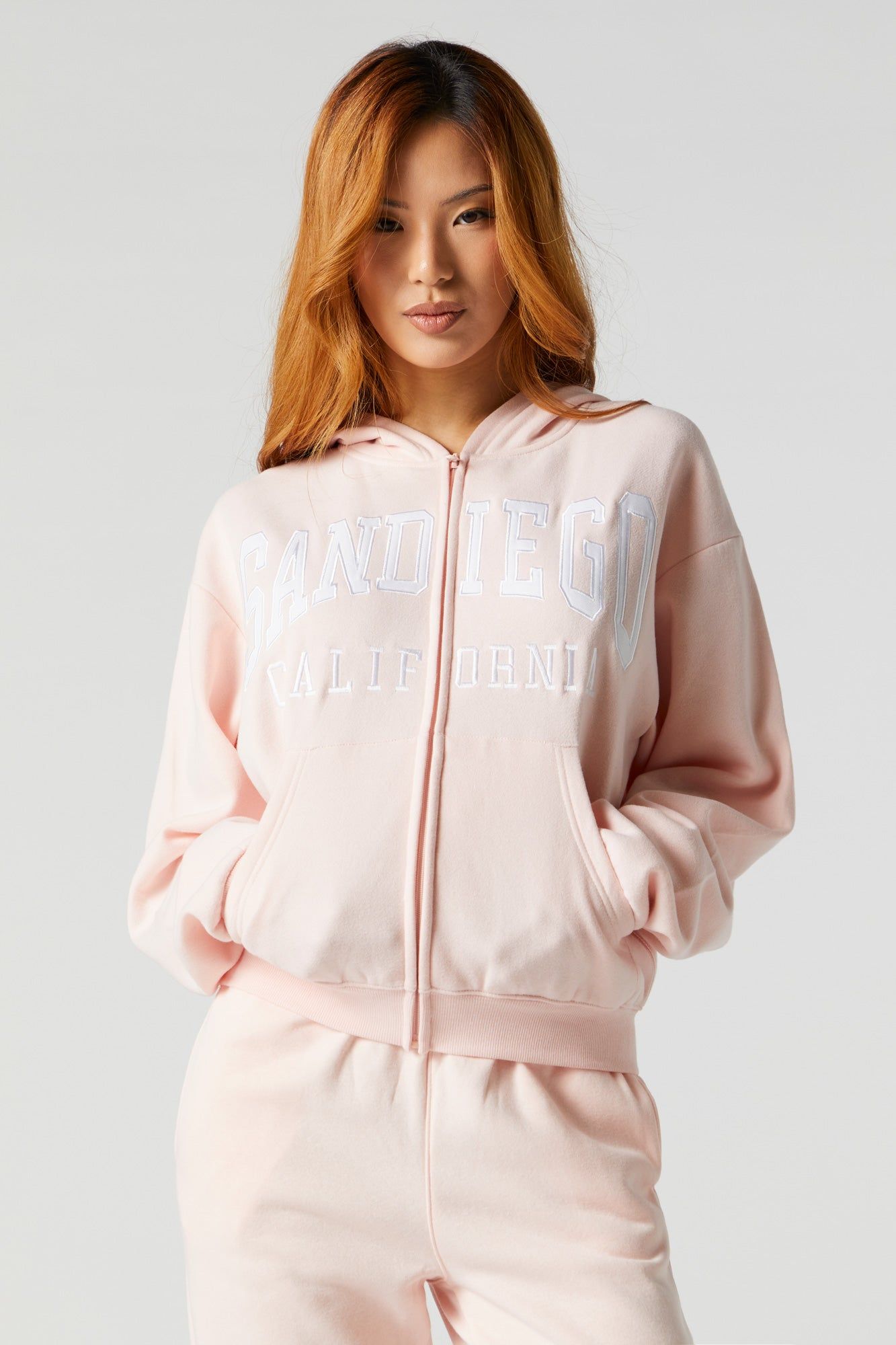 Chenille Embroidered San Diego Zip-Up Hoodie sold by Urban Planet