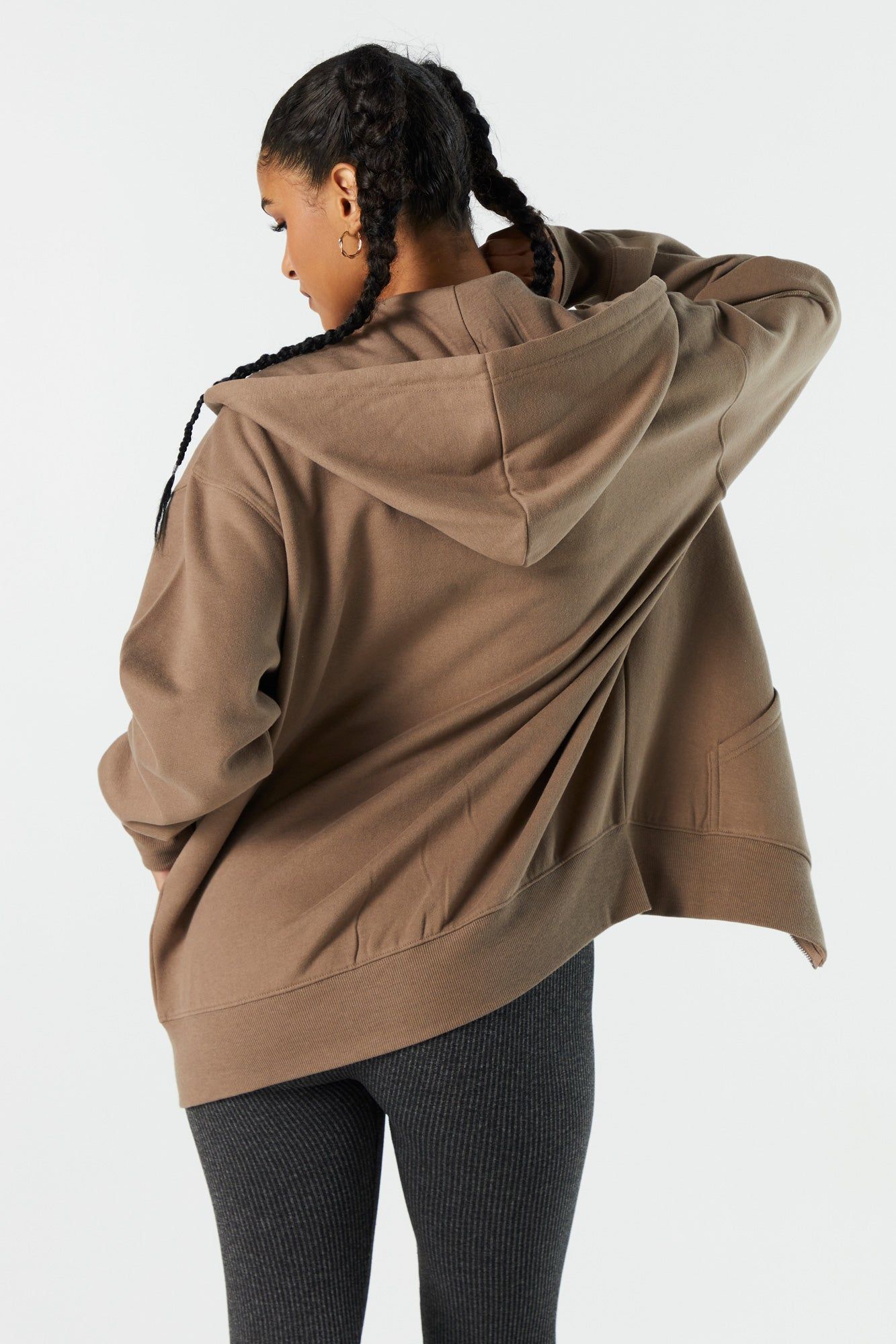 Oversized Fleece Zip-Up Hoodie sold by Urban Planet product image thumbnail 3