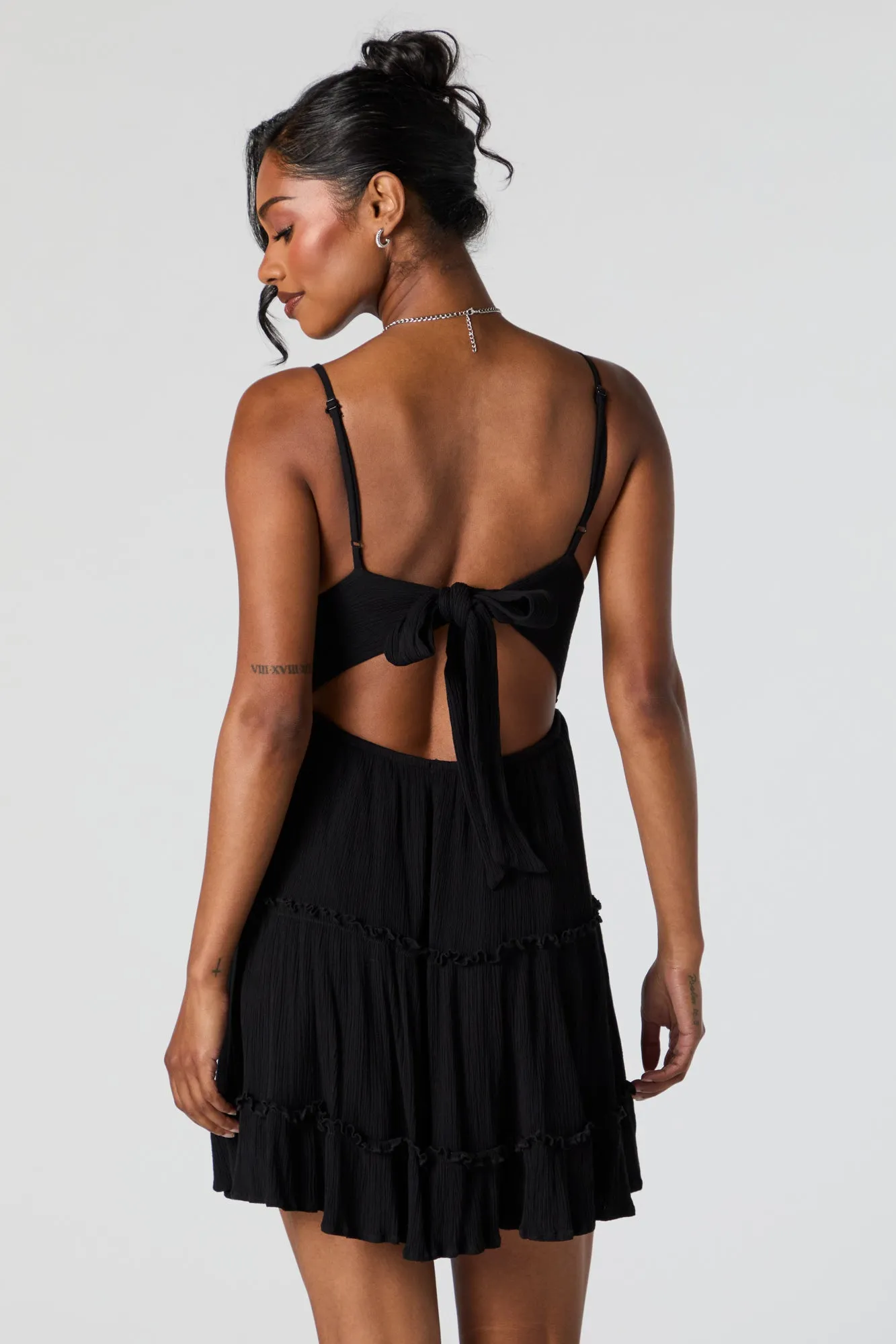 Floral Lace Crochet Sweetheart Tiered Mini Dress sold by Urban Planet product image thumbnail 2